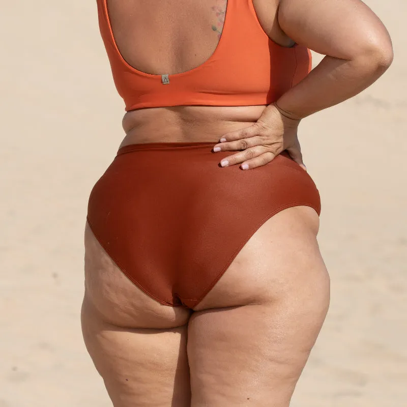Inaska dames vegan Bikinibroekje Soft Waist Flow Roestbruin, foto 2