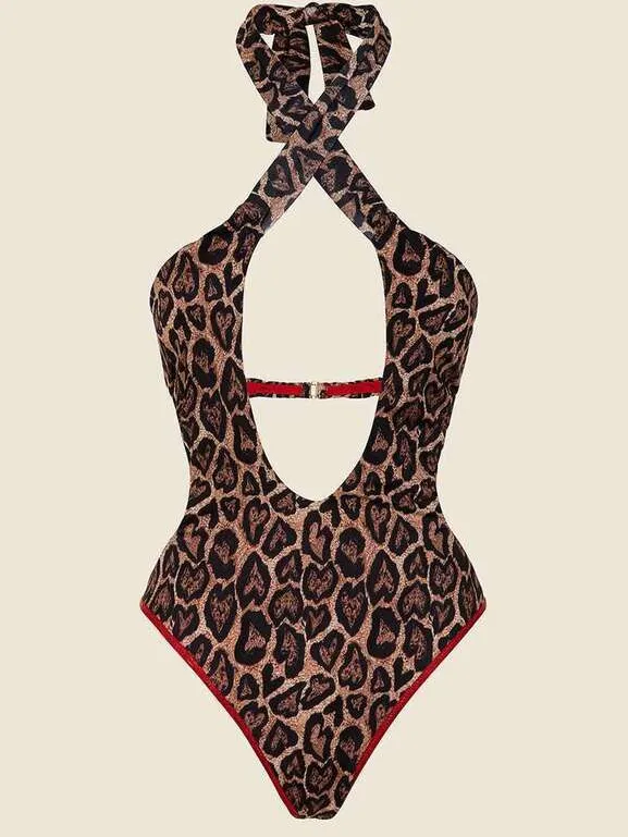 F * * K luipaardprint badpak bruin Multicolour