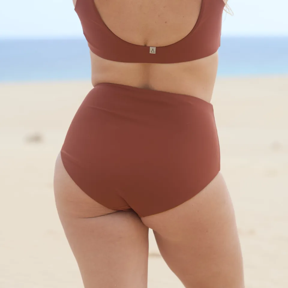 Inaska dames vegan Bikinibroekje High Waist Pure Oker Roestbruin, foto 2