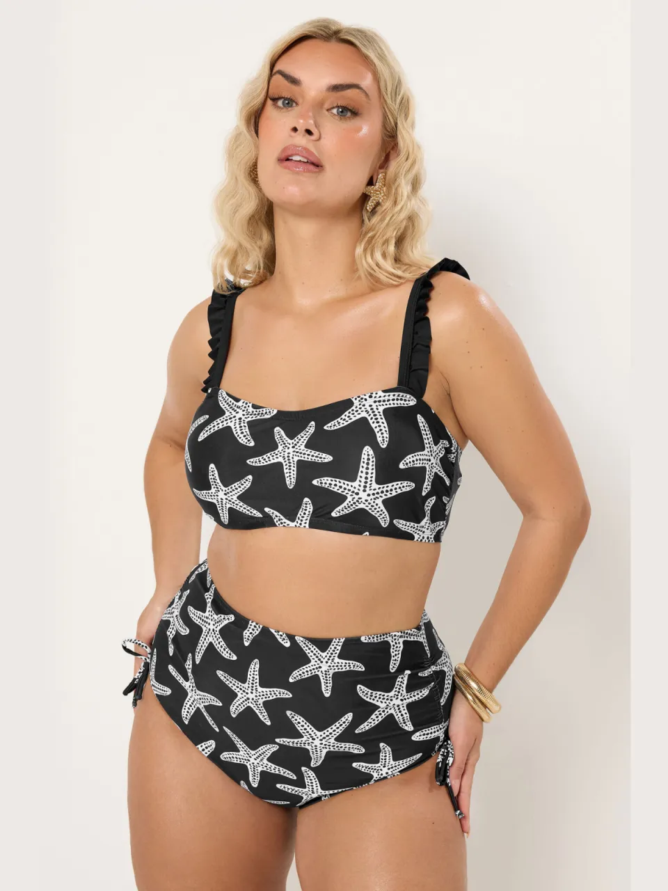 Yours Zwarte Bikinitop Met Zeesterprint Black