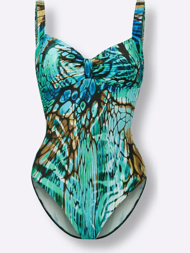 badpak smaragdgroen met turquoise print, foto 2