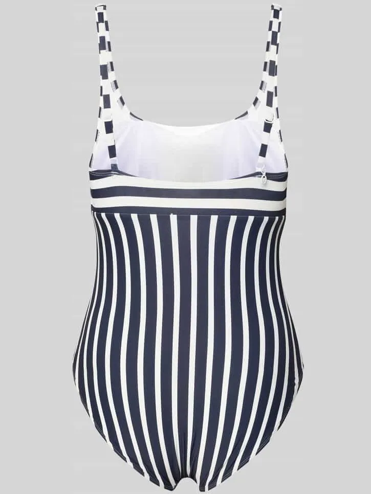 Michael Kors Badpak met diepe ronde hals donkerblauw, foto 2