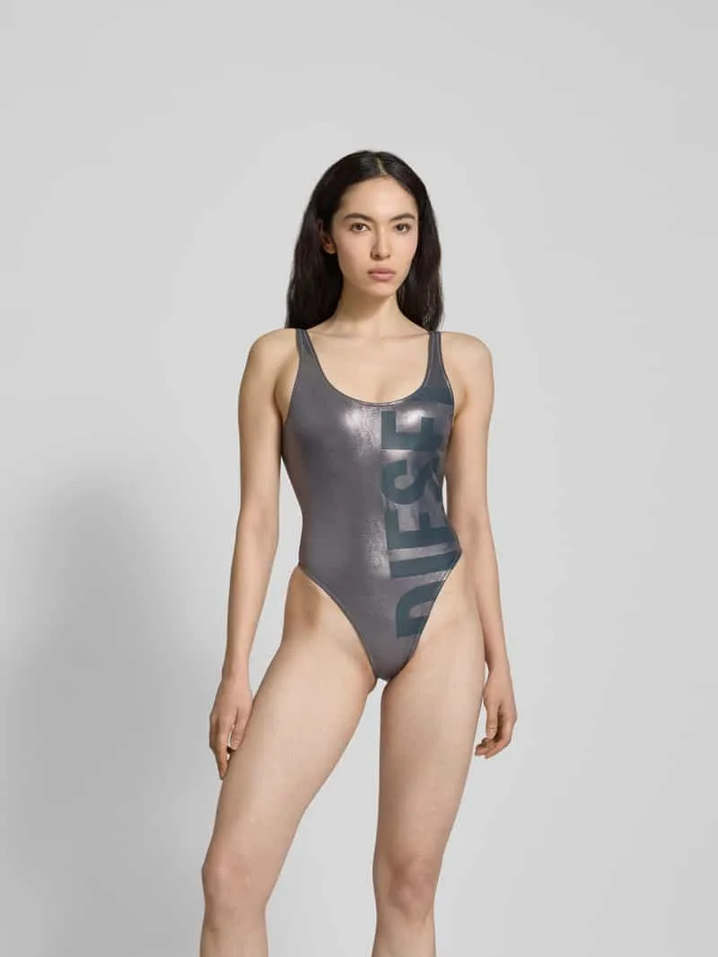 Diesel Badpak met labelprint Zilver