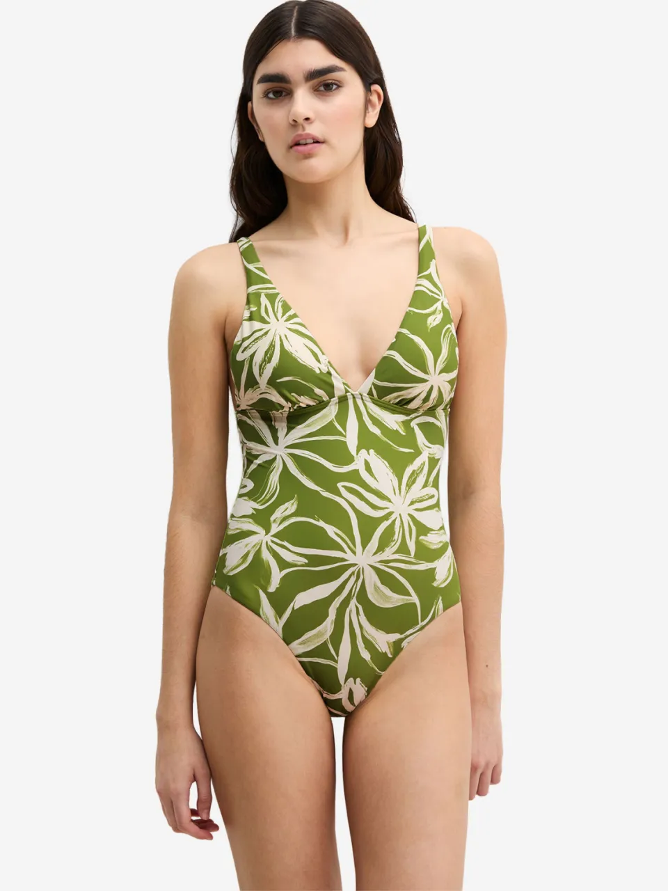 Marc O'Polo Vrouwen Badpak Abstract Flower Kaki
