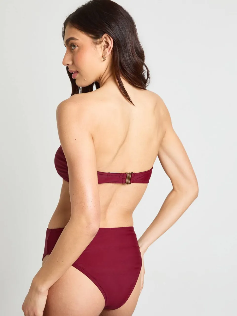 boohoo Dames Goudkleurig Afgewerkte Bandeau Bikinitop En Hoge Taille Bikinibroekje, foto 2