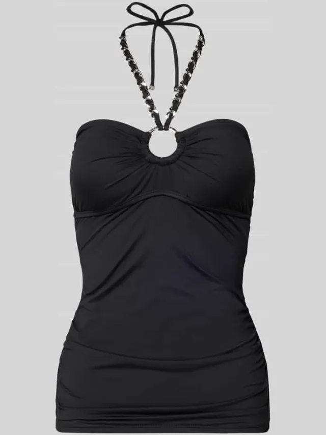 Michael Kors Tankini-bovendeel met halter in schakelkettinglook Zwart