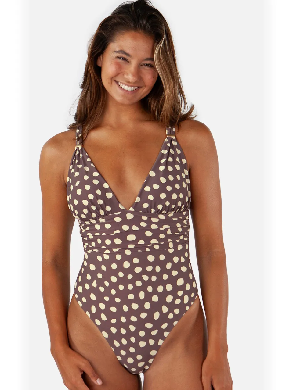 Barts Dauna Plunge badpak bruin Bruin/ecru