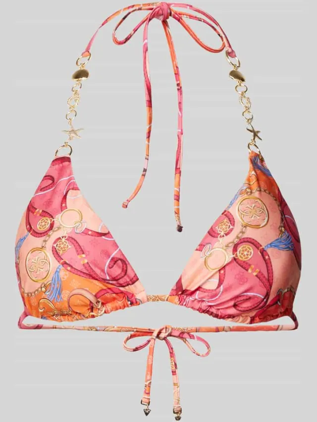 Guess Bikinitop met siersteentjes Felroze