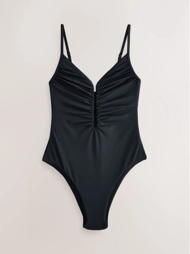Next Dames - Diepuitgesneden buikbedekkend badpak - Zwart Black
