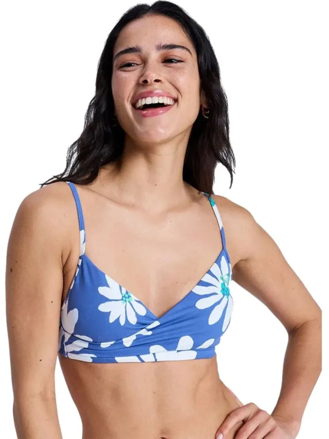 Roxy Essentials Pt Wrap Bralette Bikinitop Blauw XL Vrouw Dutch Blue Flower Soul