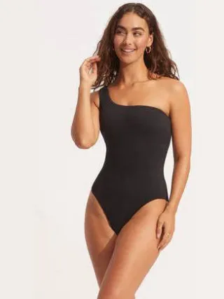 Seafolly one shoulder badpak zwart