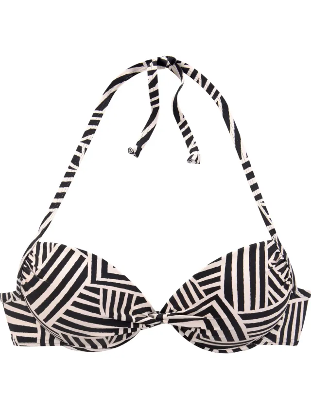 push-up bikinitop zwart crème, foto 2