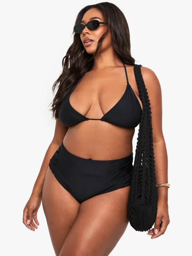 boohoo Dames Plus Buikcontrole Bikini-Broekjes Zwart