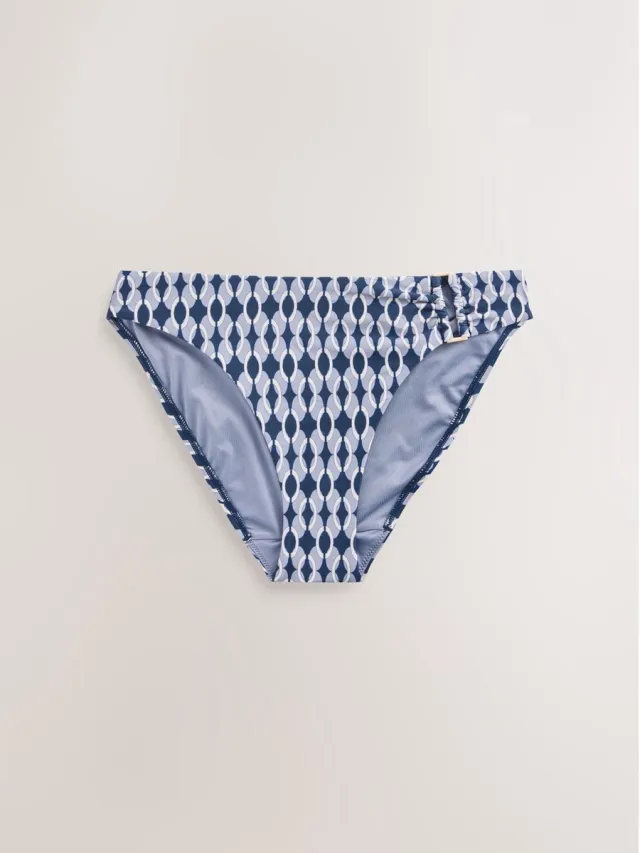 Next Dames - Hoog uitgesneden hardware bikinislip - Blauw Blue Geometric