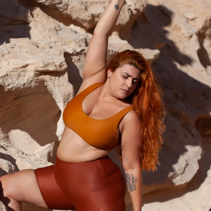 Inaska dames vegan Omkeerbare Bikinitop Pure Oker En Roestbruin, foto 2
