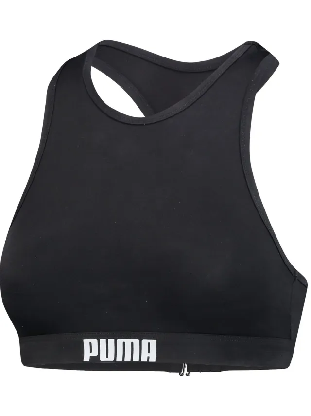 Puma Dames Bikinitop met Hoge Hals - 1 Pack Zwart