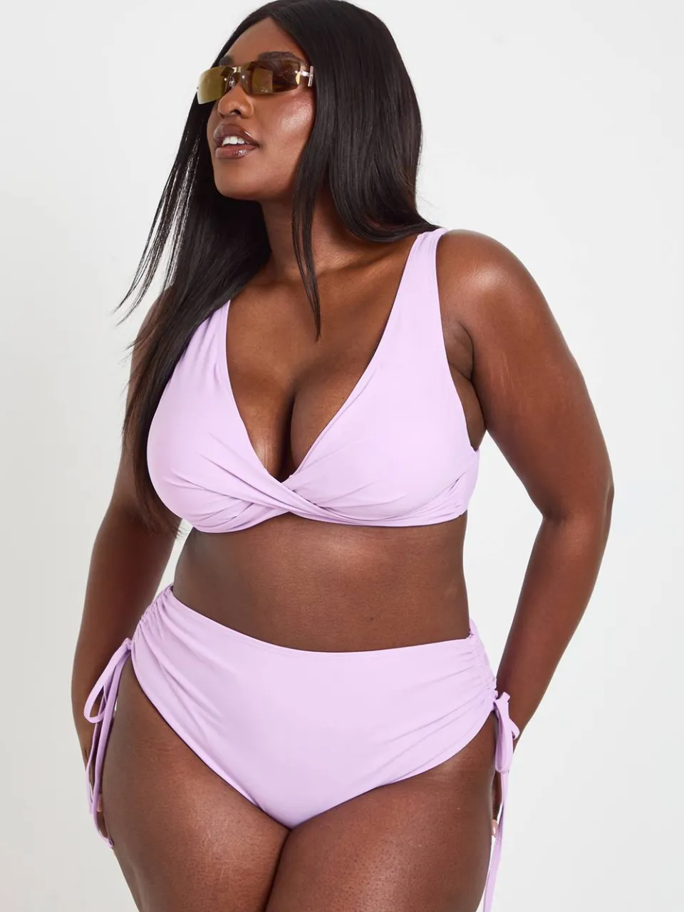 boohoo Dames Plus Zwemkleding Essentials Buikcontrole Hoge Taille Slip lila, foto 2