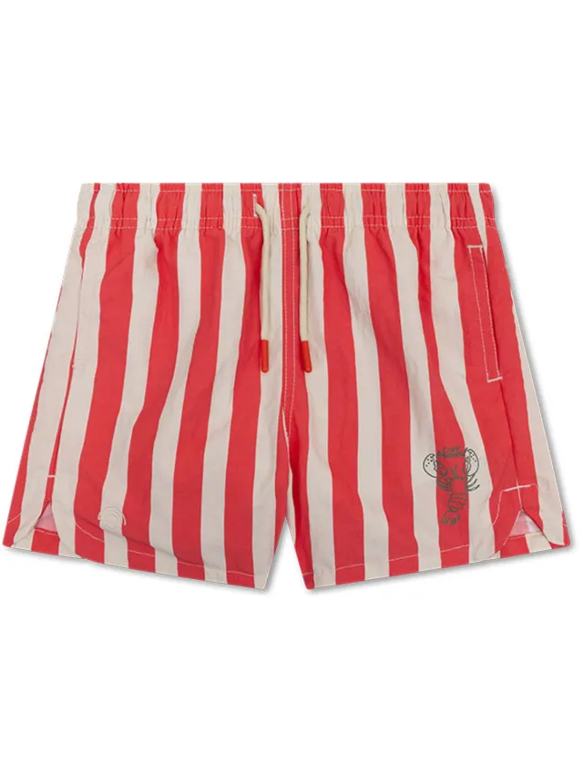 Swim Essentials Zwemshorts - Beige/rood - Kreeftstreep - Volwassene