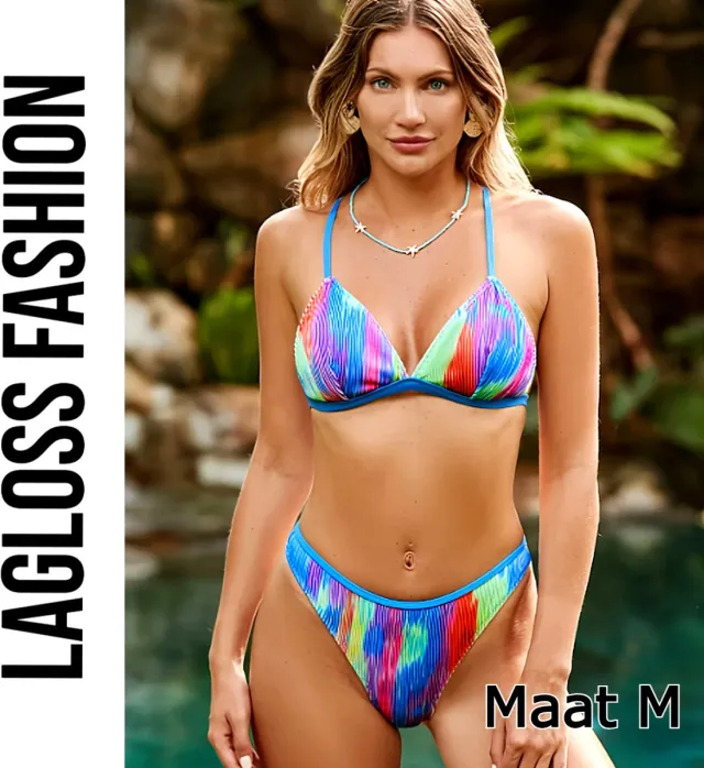 LaGloss 2-delige Bikini Set Kleurrijk All-over Print – Dames Badmode– Rood