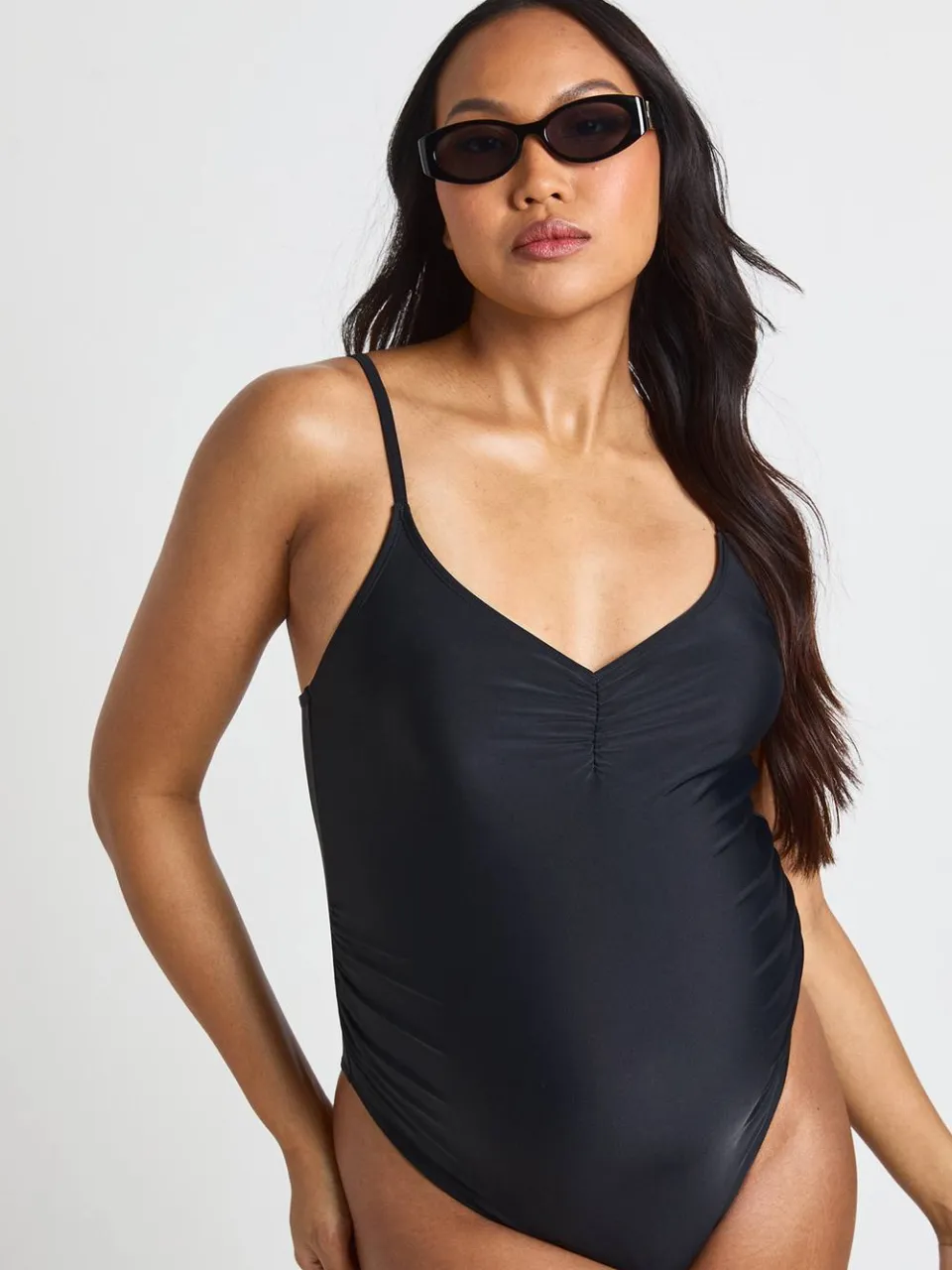 boohoo Dames Zwangerschaps Badpak Met Gerimpeld Voorpand Zwart