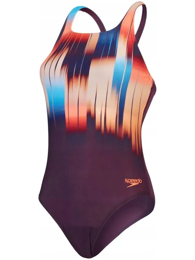 Speedo Dames/Dames Digi Plaatsing Medalist Eendelig Zwempak (Paars/Oranje)