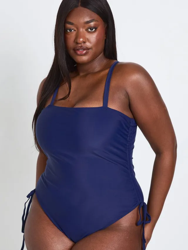 boohoo Dames Plus Gerimpeld Badpak Marineblauw