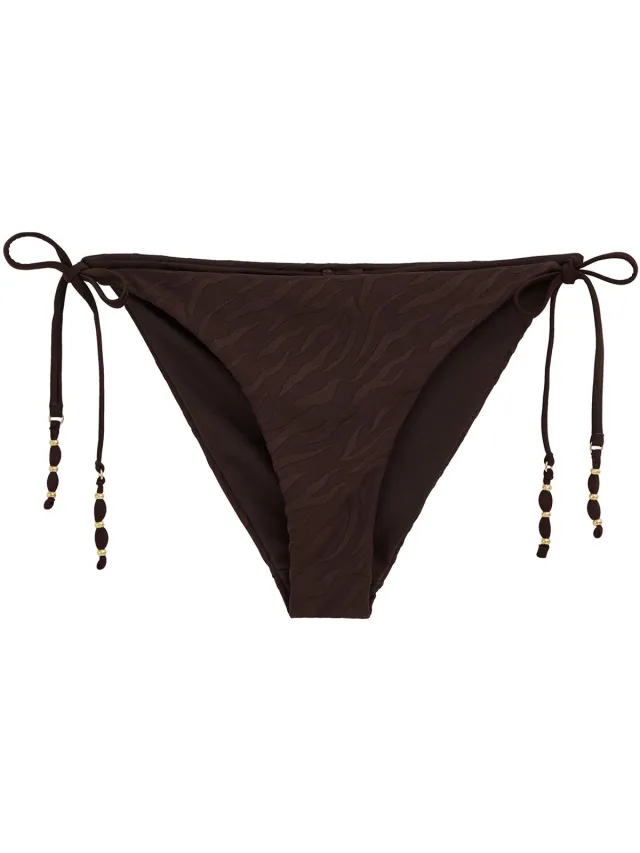 WE Fashion Dames bikinibroekje met structuur donkerbruin