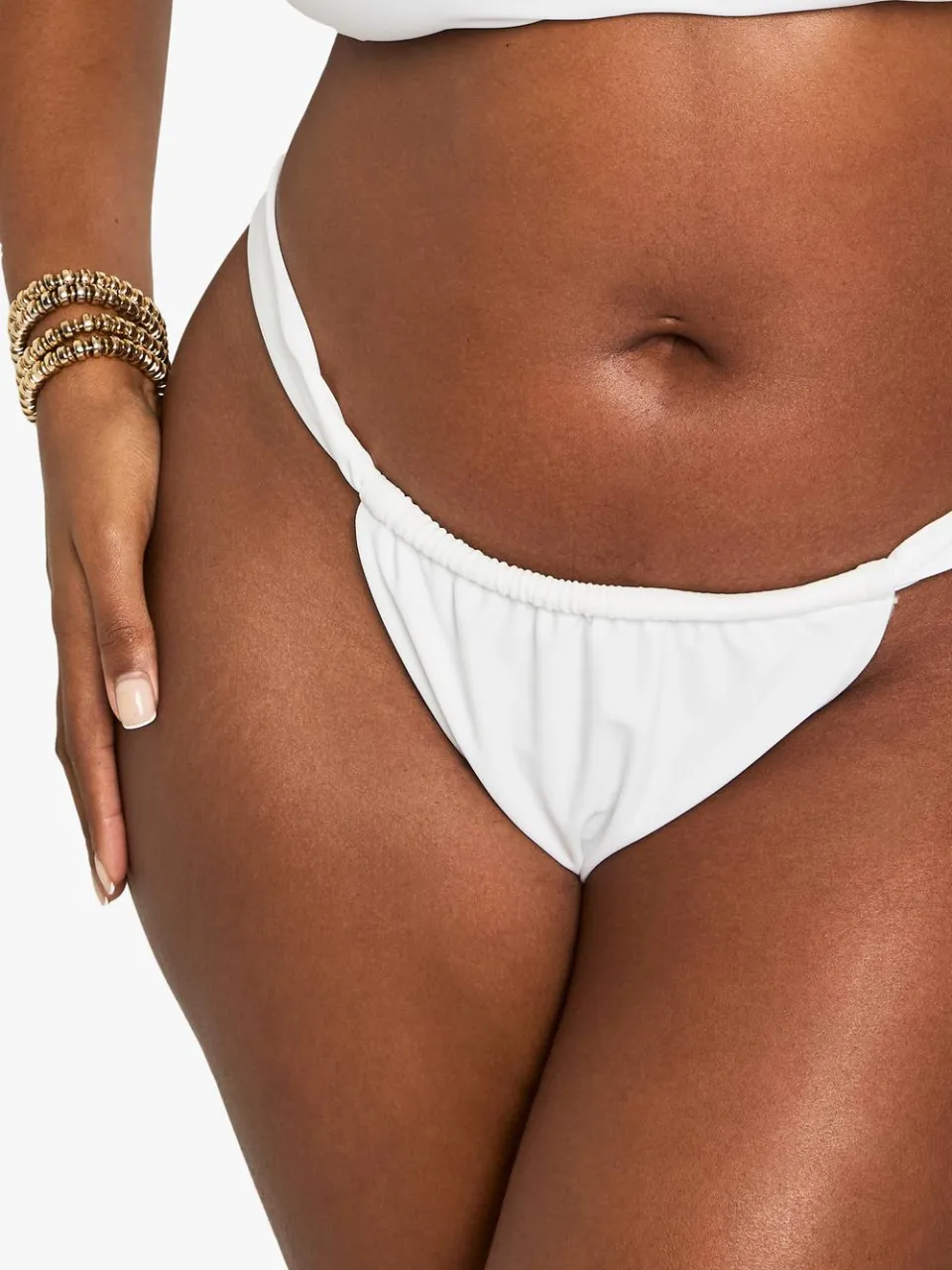 boohoo Dames Plus Swimwear Essentials Tanga Slip wit, foto 4