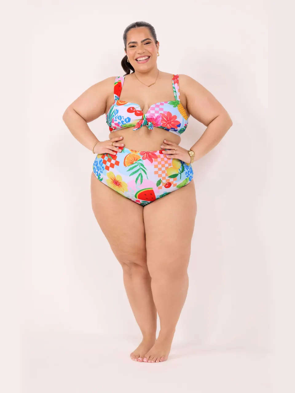 Yours Roze Tropische Bikinibroek Met Superhoge Taille Pink