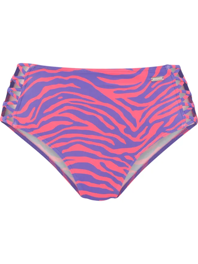 Highwaist bikinibroekje paars/koraal