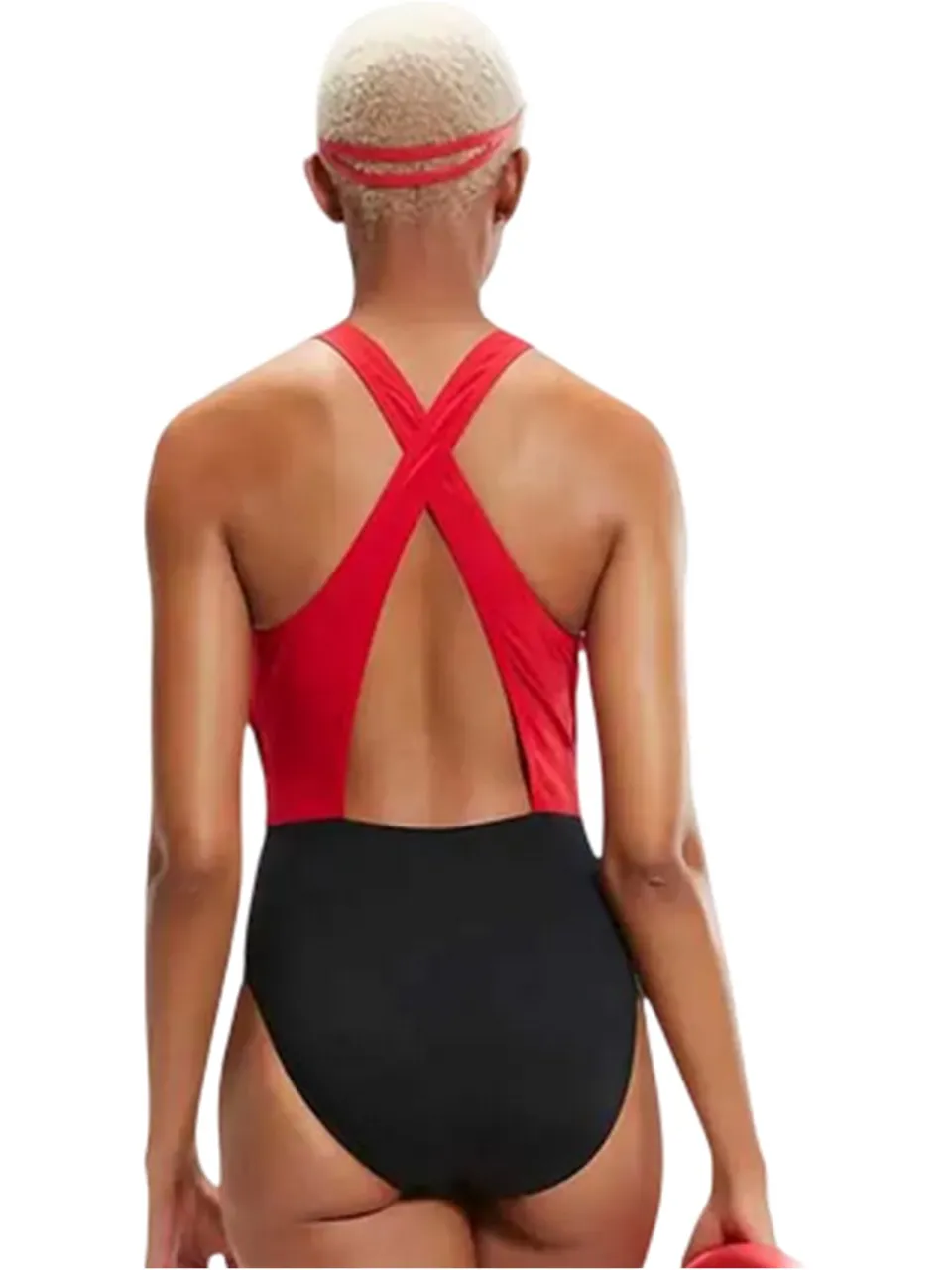 Speedo Dames/Dames Kleurblok Eendelig Zwempak (Zwart, Rood) Zwart/Rood