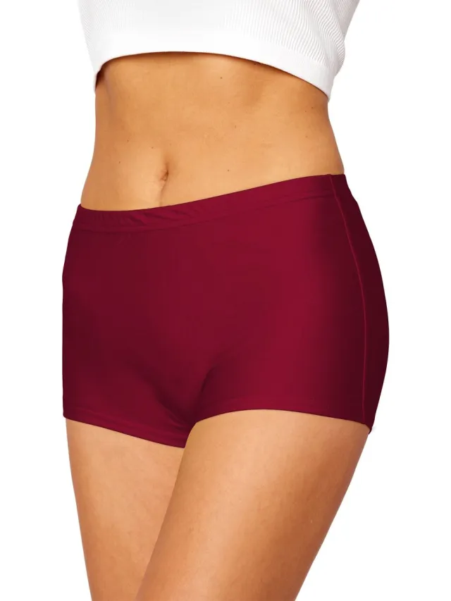 Merry Style HI-Leila Dames Zwembroek - Zwemshorts - Bikinibroekje - Elastische tailleband - Polyamide & Elastaan - Wijnrood (5288) - 46