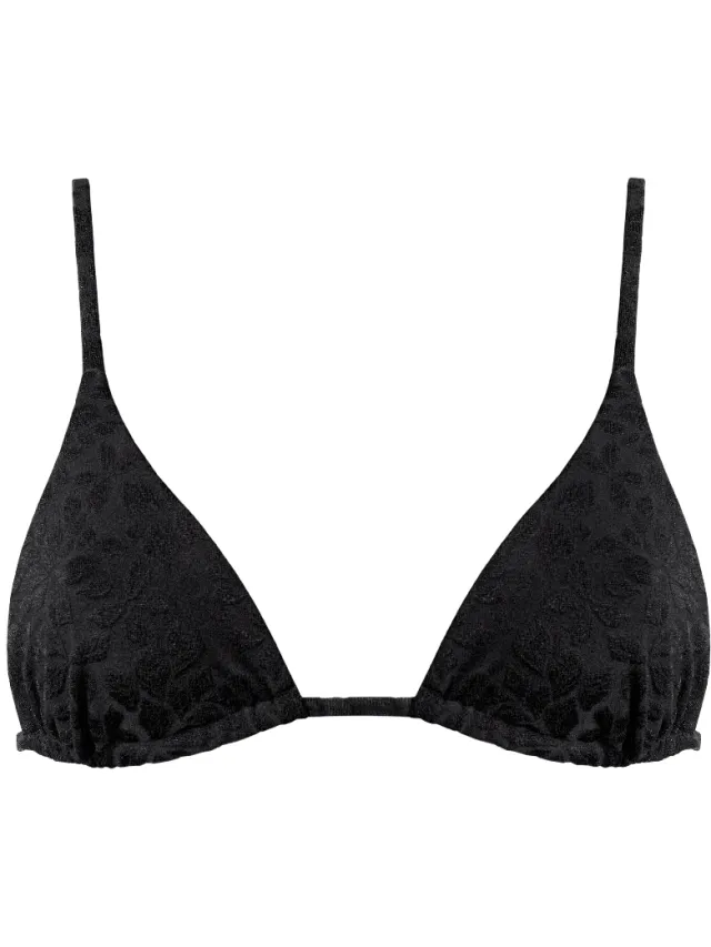 Anekdot dames vegan Triangel Bikinitop Olbia Zwart Bloemenjacquard