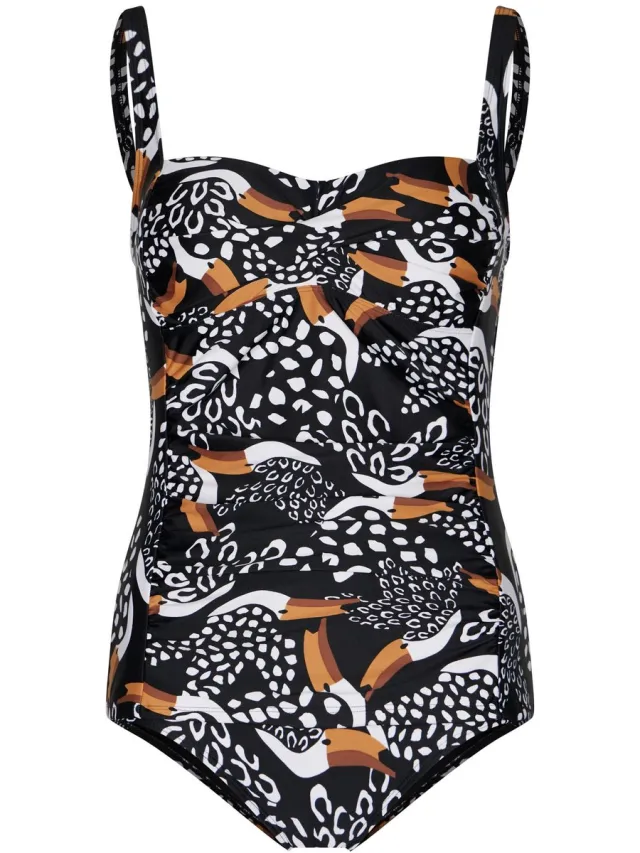 Pastunette Tankini - Tropic Toucan - Zwart/Wit/Bruin - Corrigerend