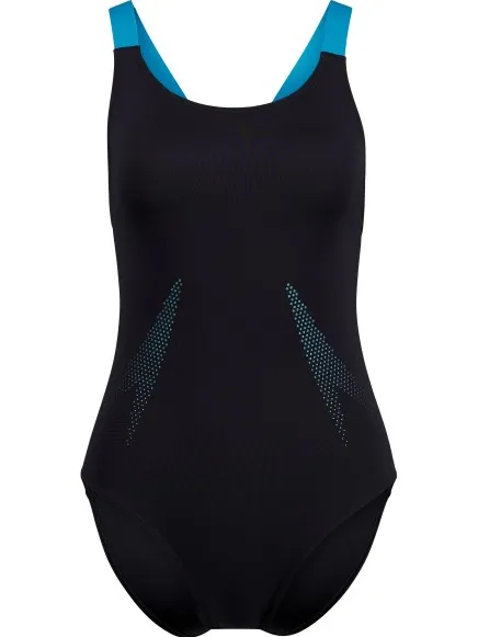 Speedo Solid Boom Leaderback badpak zwart Grijs