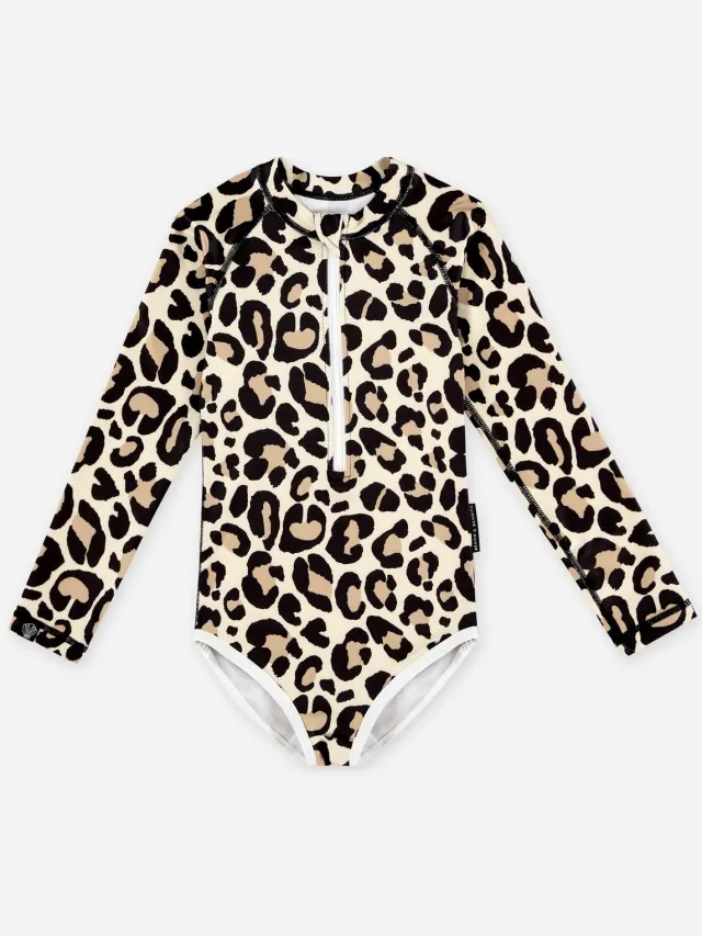 Beach & Bandits Leopard Shark - 92/98 - Zwempakje lange mouw UV50+ bescherming Ivory