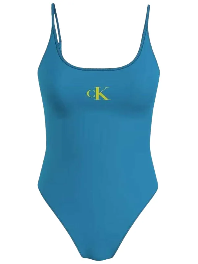 Calvin Klein Dames/Dames Laag Rug Eèn Stuk Zwempak (Blauw), foto 2