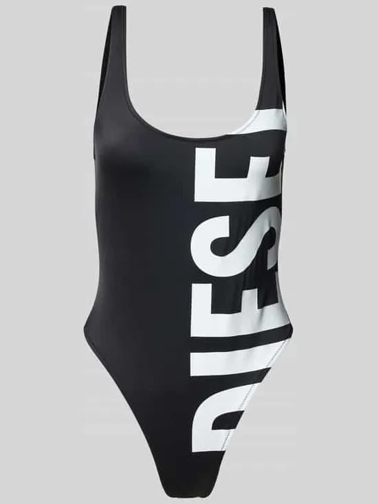 Diesel Badpak met labelprint zwart, foto 2