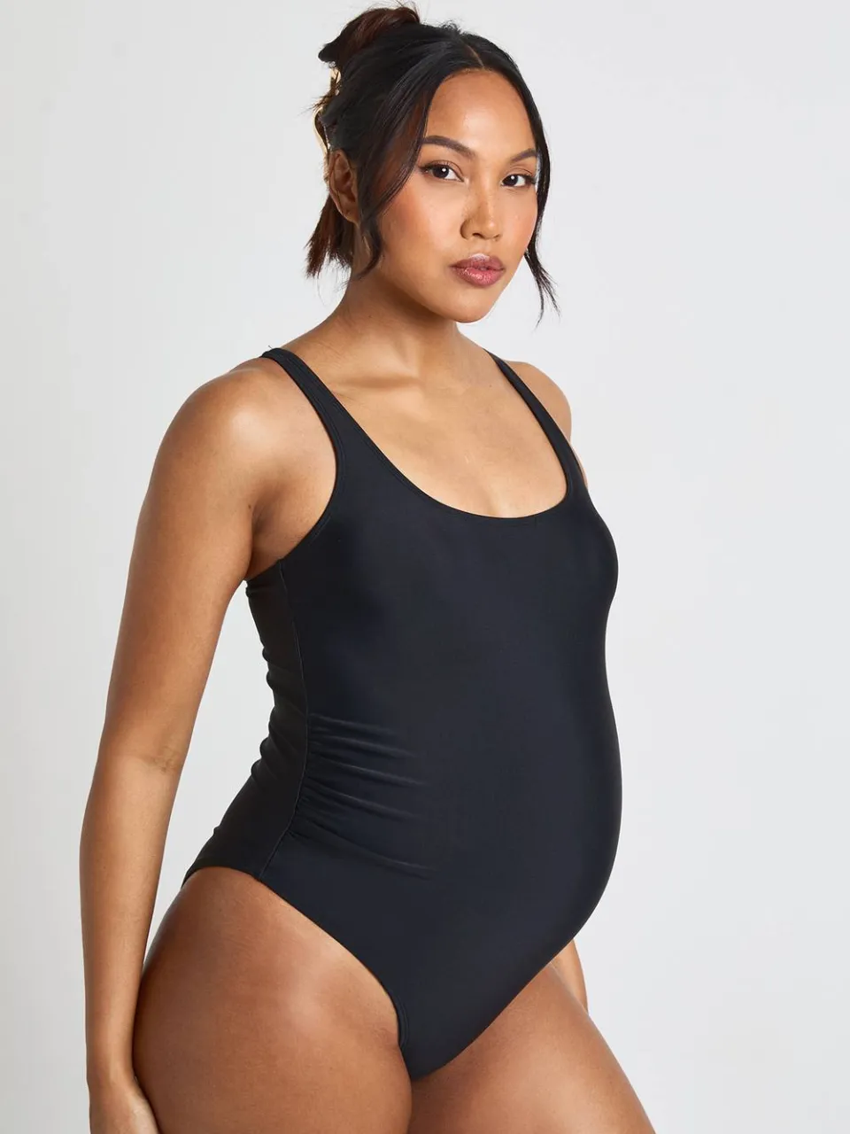 boohoo Dames Zwangerschapsbadpak Met Ronde Hals zwart, foto 3